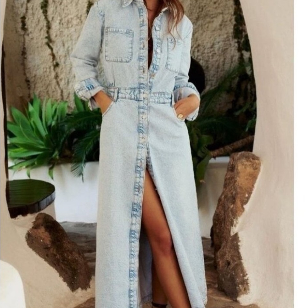 Zara Light Blue luxurious Denim Dress NEW